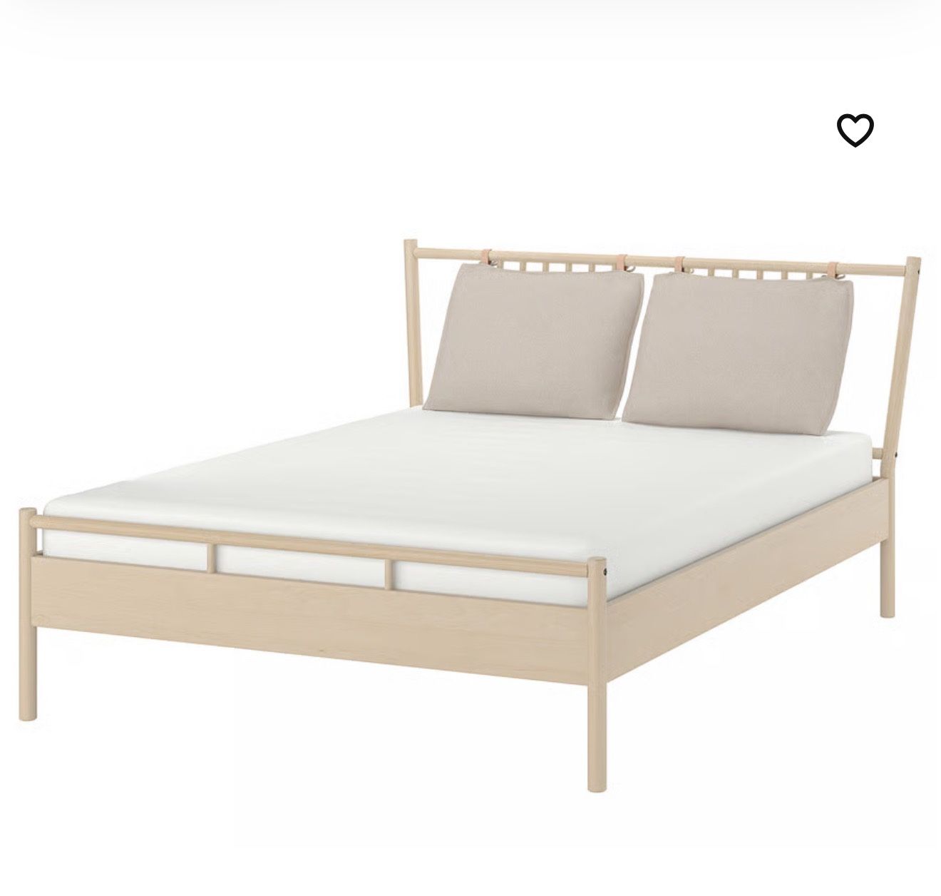 Bed frame, birch/birch veneer/Luröy, Queen