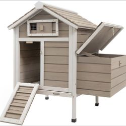 Chicken Coop Rabbit Hutch with Removable Trays,Raised Floor Hen House with Nesting Box,Wooden Outdoor Poultry Cage Pet House with Ramp Run Hen Cage fo