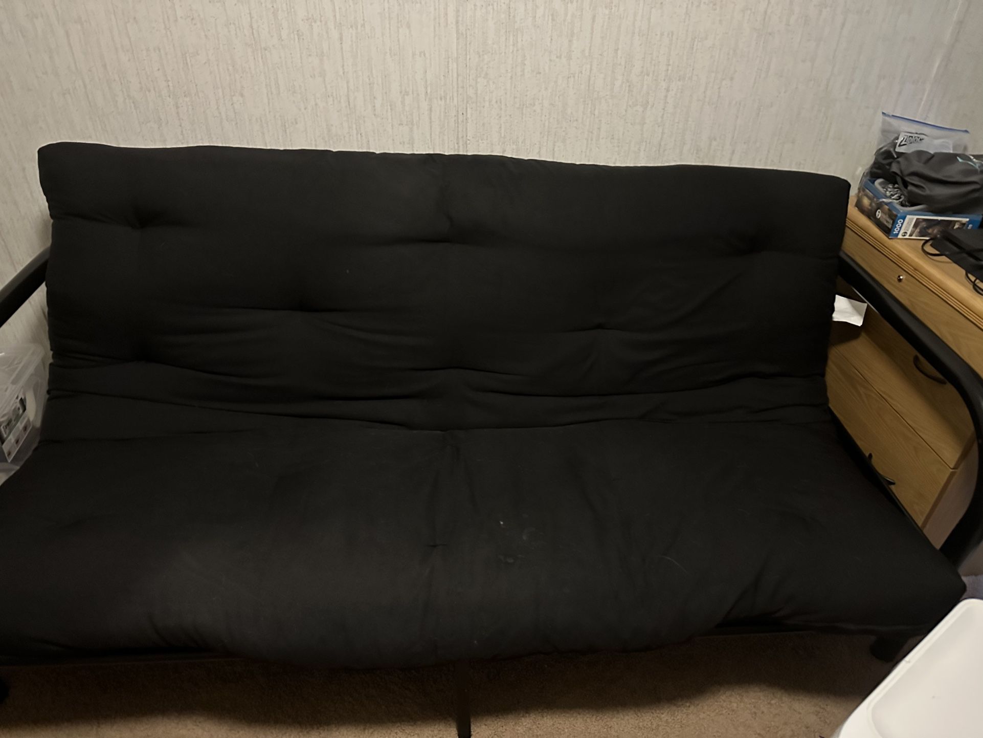 Great Shape Black Metal Futon With Black Cushion 