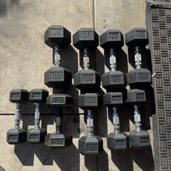 Dumbbells 10-30lbs rubber hex 200lbs total
