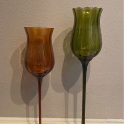 Vintage Glass Candle Holders
