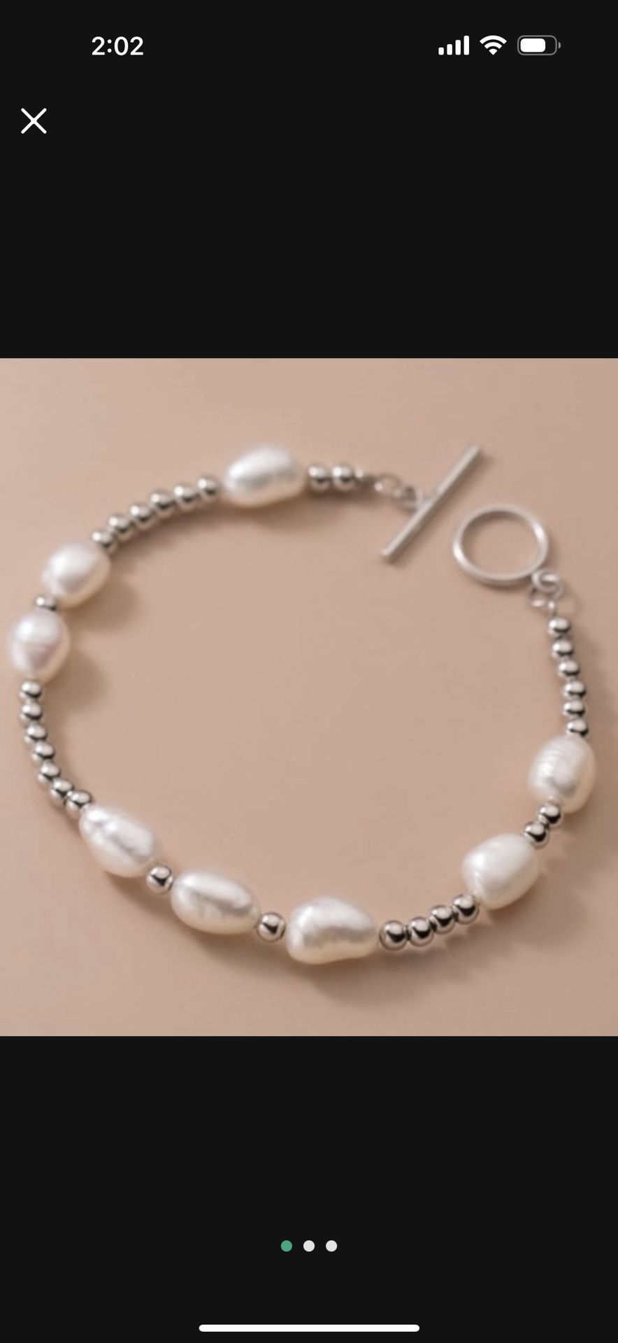 Solid Sterling Silver Toggle Bracelet.