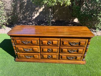 Vintage 9-Drawer Wood Dresser