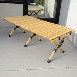 New In Box 47x24x17 Inch Tall Portable Foldable Camping Park Black Picnic Wooden Table With Carrying Case 