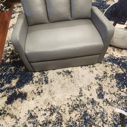 Oversized Grey Faux Leather Recliner