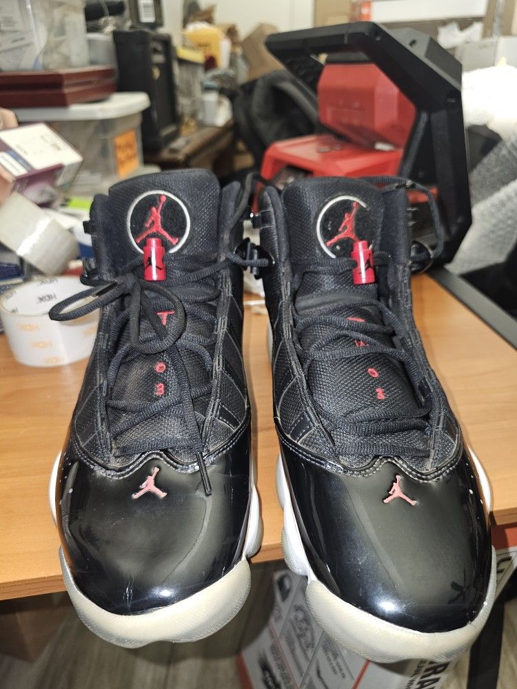 Jordan 6 Rings Mens Black Gym Red White Basketball Shoes Size 11