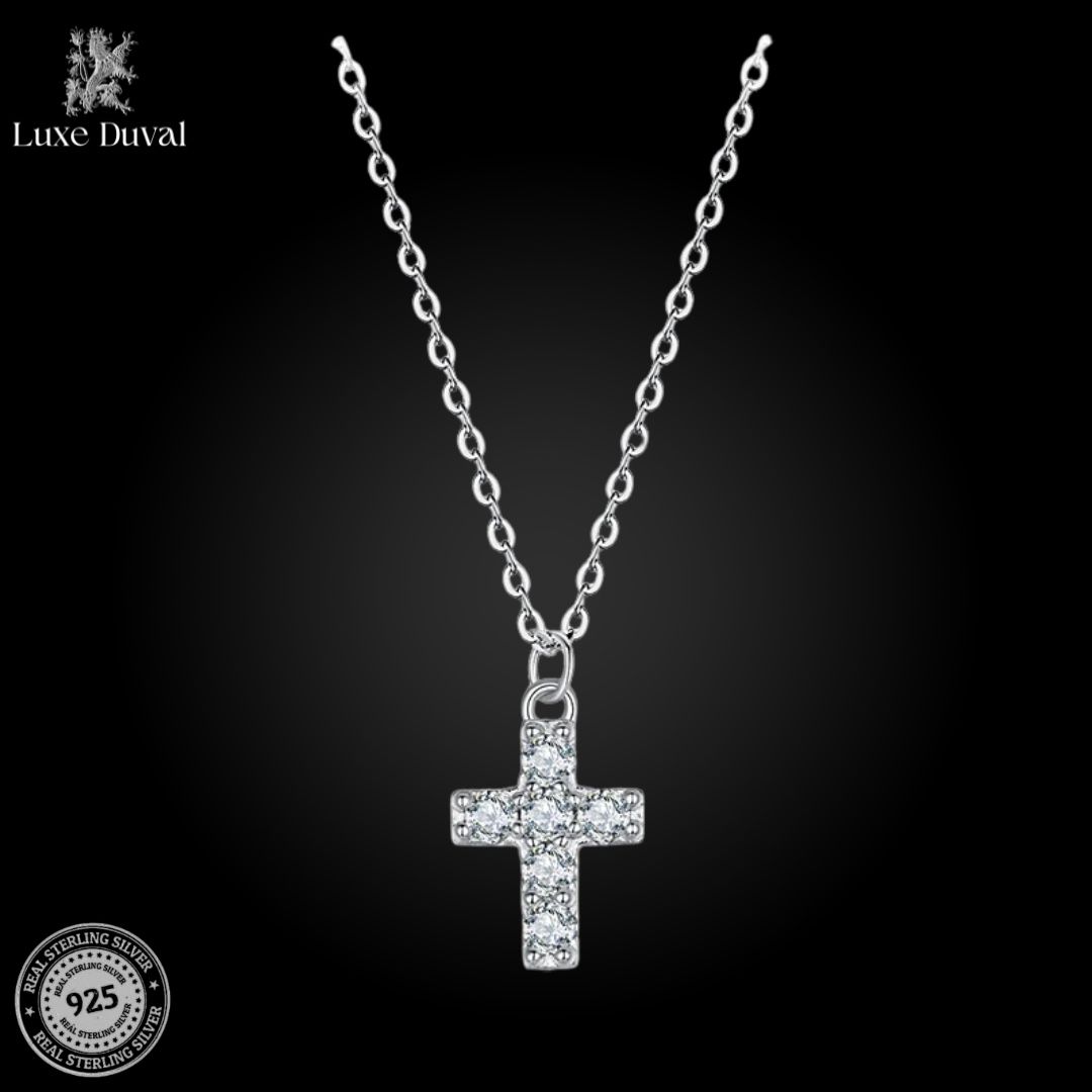 925 Silver Cross Moissanite Necklace (With GRA certificate)