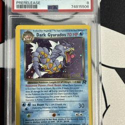 2000 Pokemon Rocket #8 Dark Gyarados Holo Prerelease PSA 8