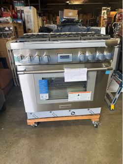 Slide stove gas range convection oven THERMADOR 6 burner w 36