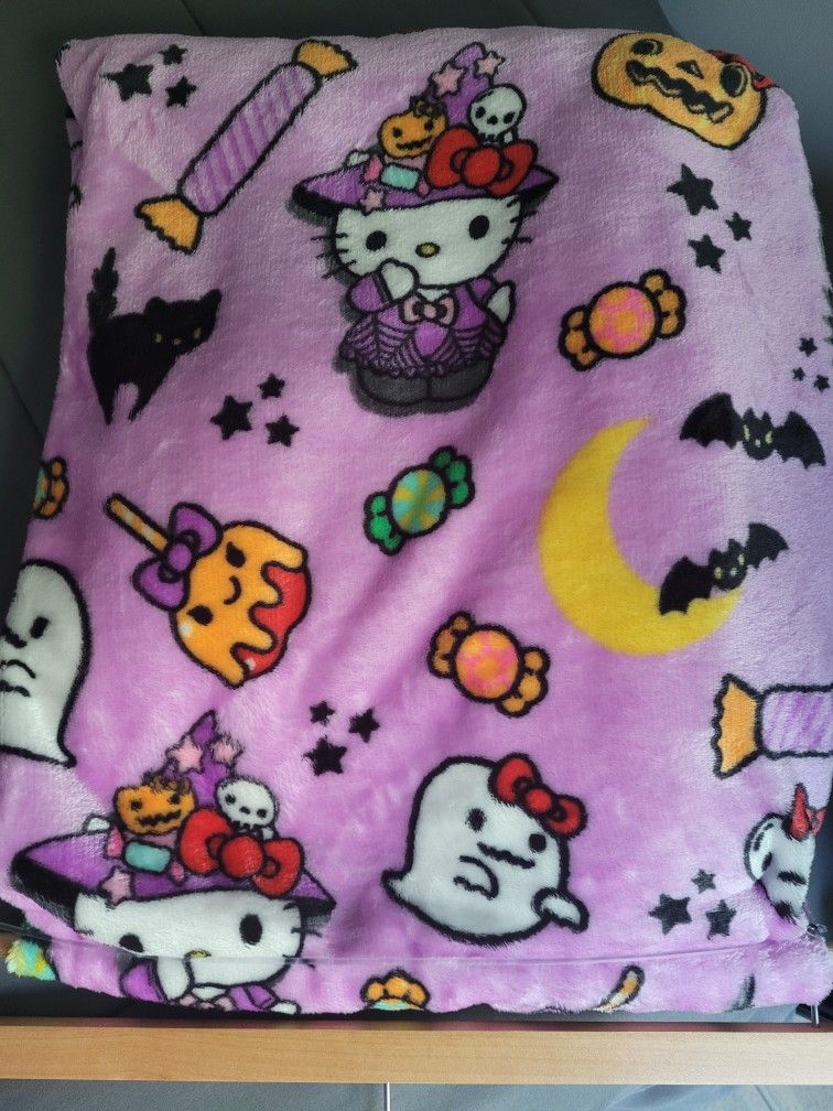 Hello Kitty Witchy Kitty Purple Blanket