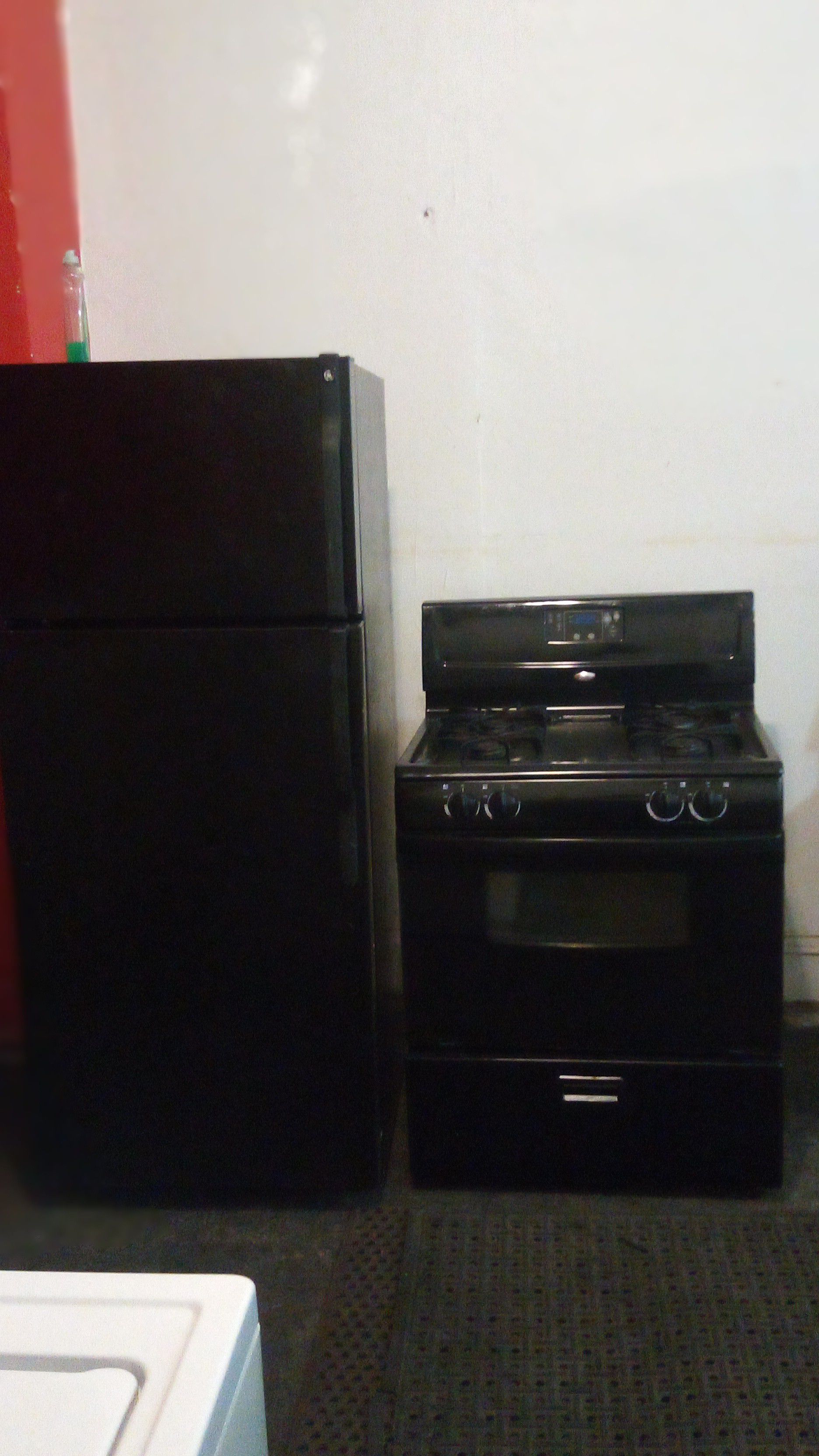 Black fridge and stove