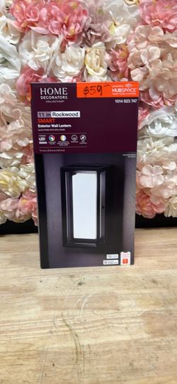 Home Decorators Collection Rockwood 11 in. 1-Light Black Outdoor LED Wall Sconce RGB Color Changing Light with Smart Hubspace App Control