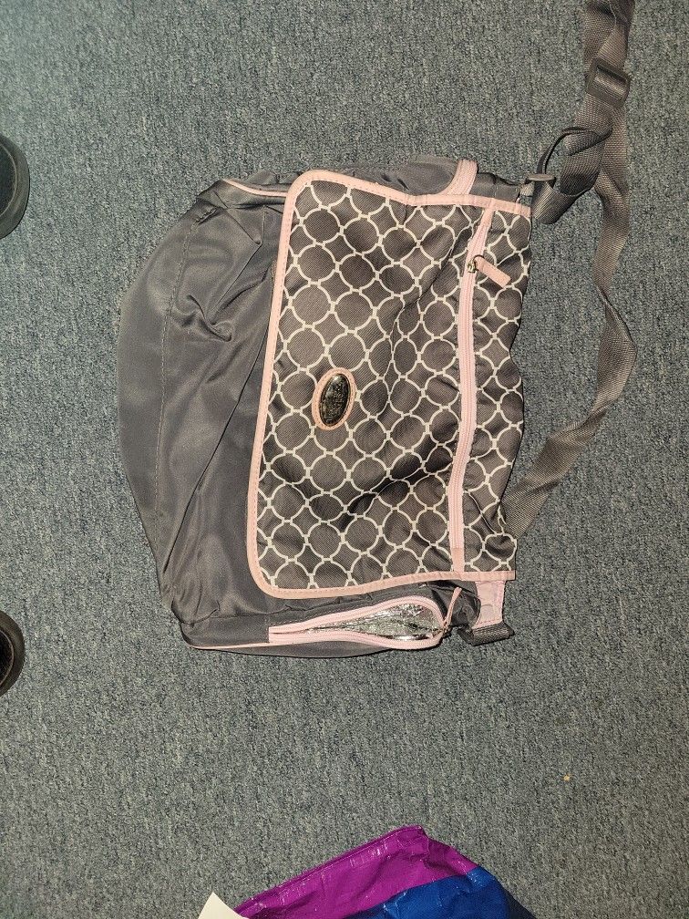 Gray Ans Pink Diaper Bag