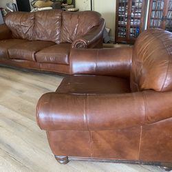 Leather Sofa & Leather reading Chair 
