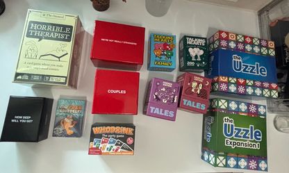 CARD PUZZLE LOT - GAMES NEW OPEN BOX - UZZLE TALES TALKING HEARTS & MORE - Couples Family Party Game