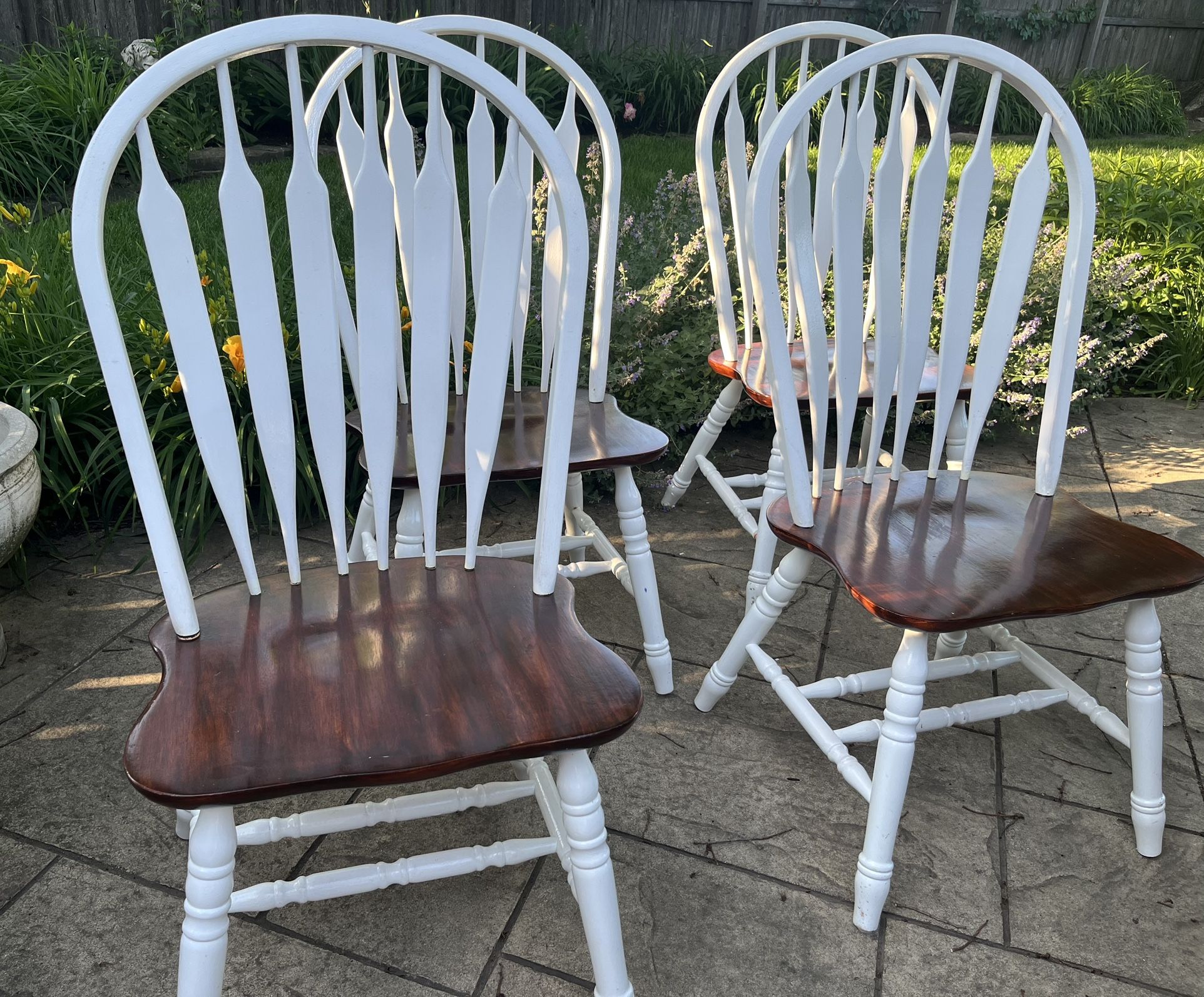 Set of 4 Solid Wood Windsor Dining Chairs