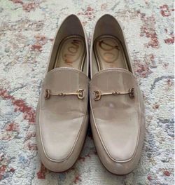 Sam Edelman Loraine Chai Latte Almond Toe Slip On Stacked Heel Fashion Loafers Size 9.5