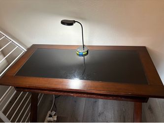 Wood and Glass Desk w/pullout tray