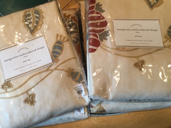 New In Package Pottery Barn Margaritte Embroidered Drape 50 X