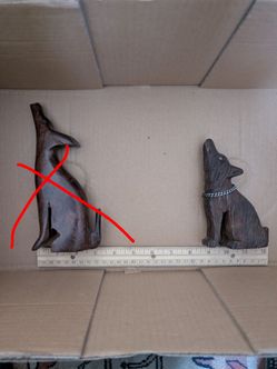 Hand Carved Wooden Wolves Vintage