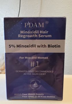 Minoxidil Hair Regrowth Serum Four 50 ML (1.69 fl oz) for Men & Women, 5% Minoxidil with Biotin