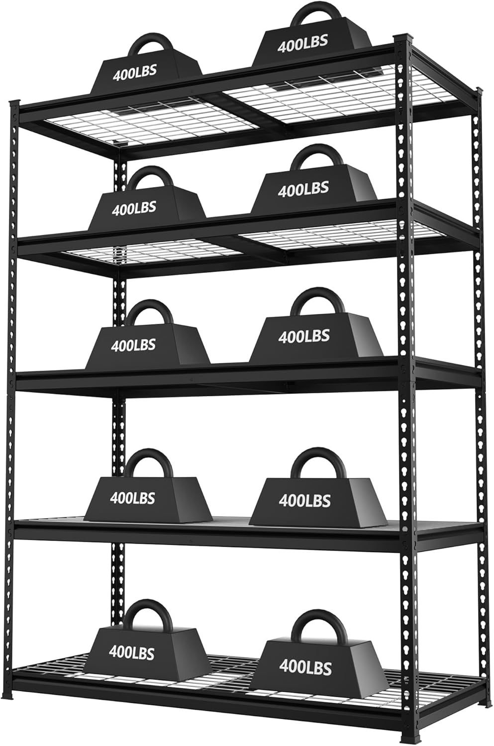 4000 lbs 5-Tier Metal Shelving Unit, 72”H x 48”W x 24”D, Heavy Duty Adjustable Storage Rack, for Garage, Basement, Warehouse, Workshop