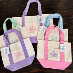 Trader Joe’s Mini Canvas Tote Bag Set Of 4 Brand New All 4 Pastel Colors