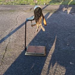 Vintage Legrale Brass & Wood Table Top Wine Bottle Opener