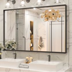 Large Black Framed Bathroom Mirror – 47.6” x 29.9”