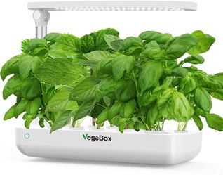 Hydroponics Growing System, Vegebox Indoor Herb Garden Starter Kit with Full Spectrum LED Grow Light, Indoor Gardening System (9 Pods) (White)