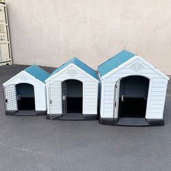 (NEW) Plastic Dog House w/ Lock Door (Medium $80, Large $115, X-Large $160) All Weather Cage Kennel