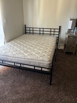 Black Metal Bed Frame with Mattress