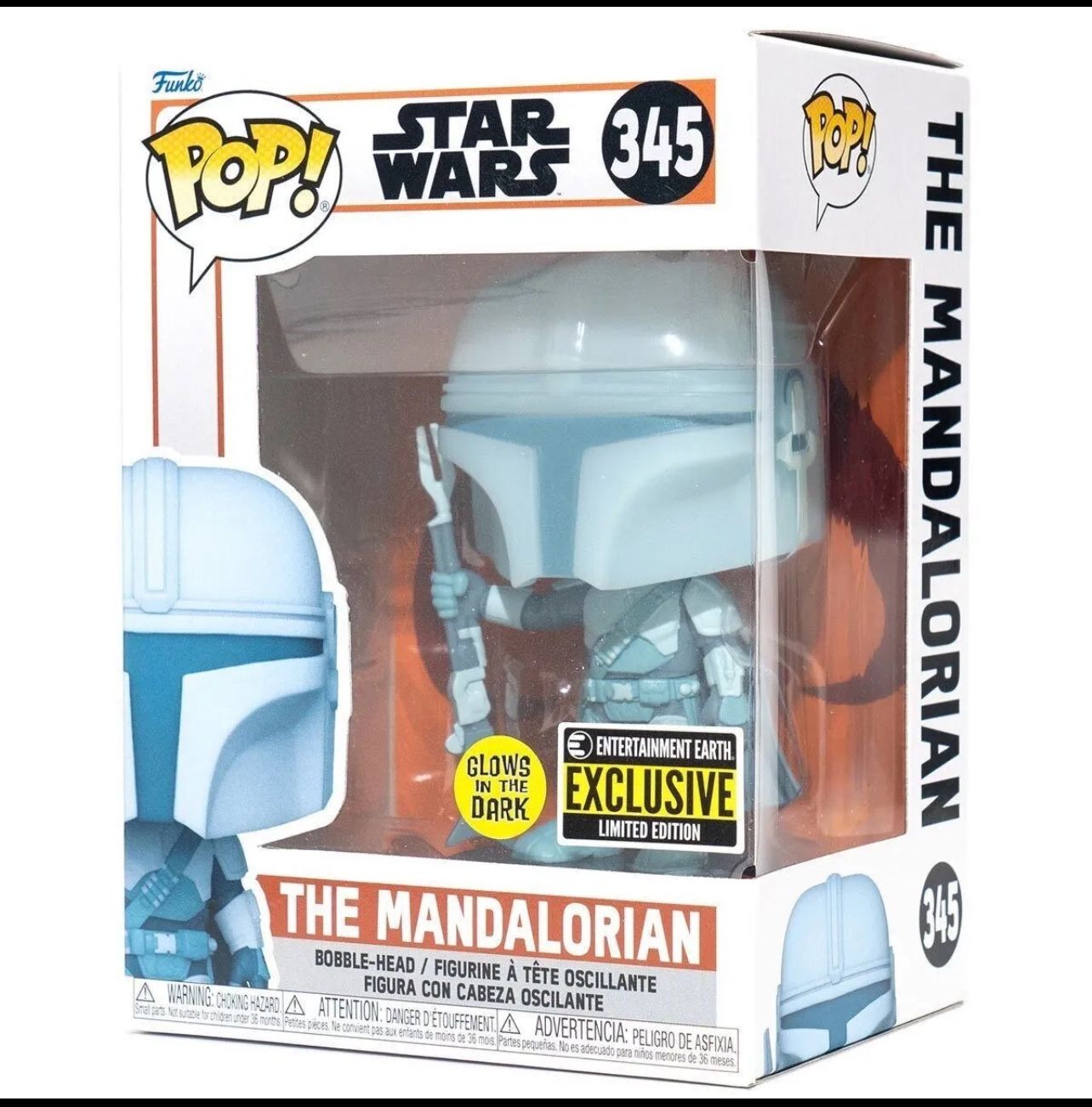 Funko Pop! Star Wars: The Mandalorian Hologram Glow-in-the-Dark Entertainment Ea