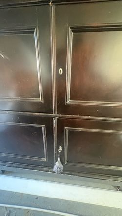 Dark Wood Armoire with Lock and Key