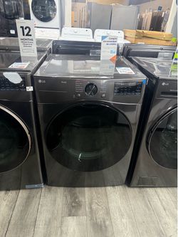 LG - 7.4 Cu. Ft. Stackable Smart Gas Dryer with Steam and Built-In Intelligence - Black Steel 🔥🔥