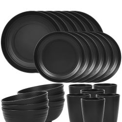 Quatish 24 Piece Plates and Bowls Sets for 6,