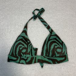Victoria’s Secret Green Zebra Halter Bikini Top 