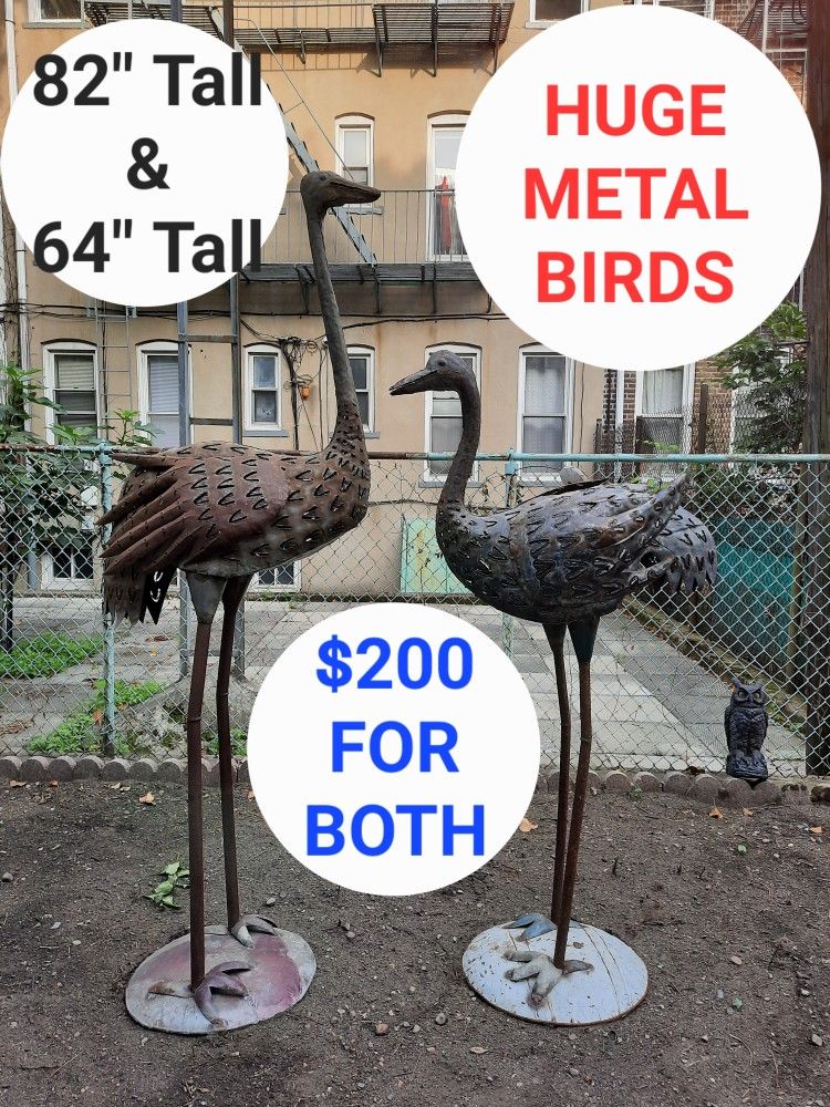 HUGE METAL SCULPTURES (Almost 7 Feet Tall!) $200 For Both. Can Be Spray Painted To Look Brand New!