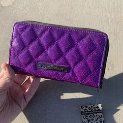 Rock Rebel Studded Bats Purple Wallet 