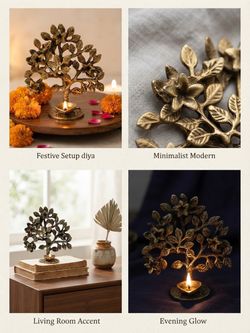 Brass Tree of Life Diya Candle Holder