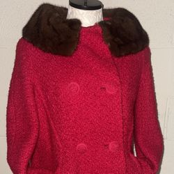 Betty Rose Vintage Mink/ Tweed Coat Size M 