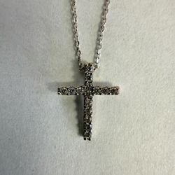 14K White Gold & Diamonds Cross