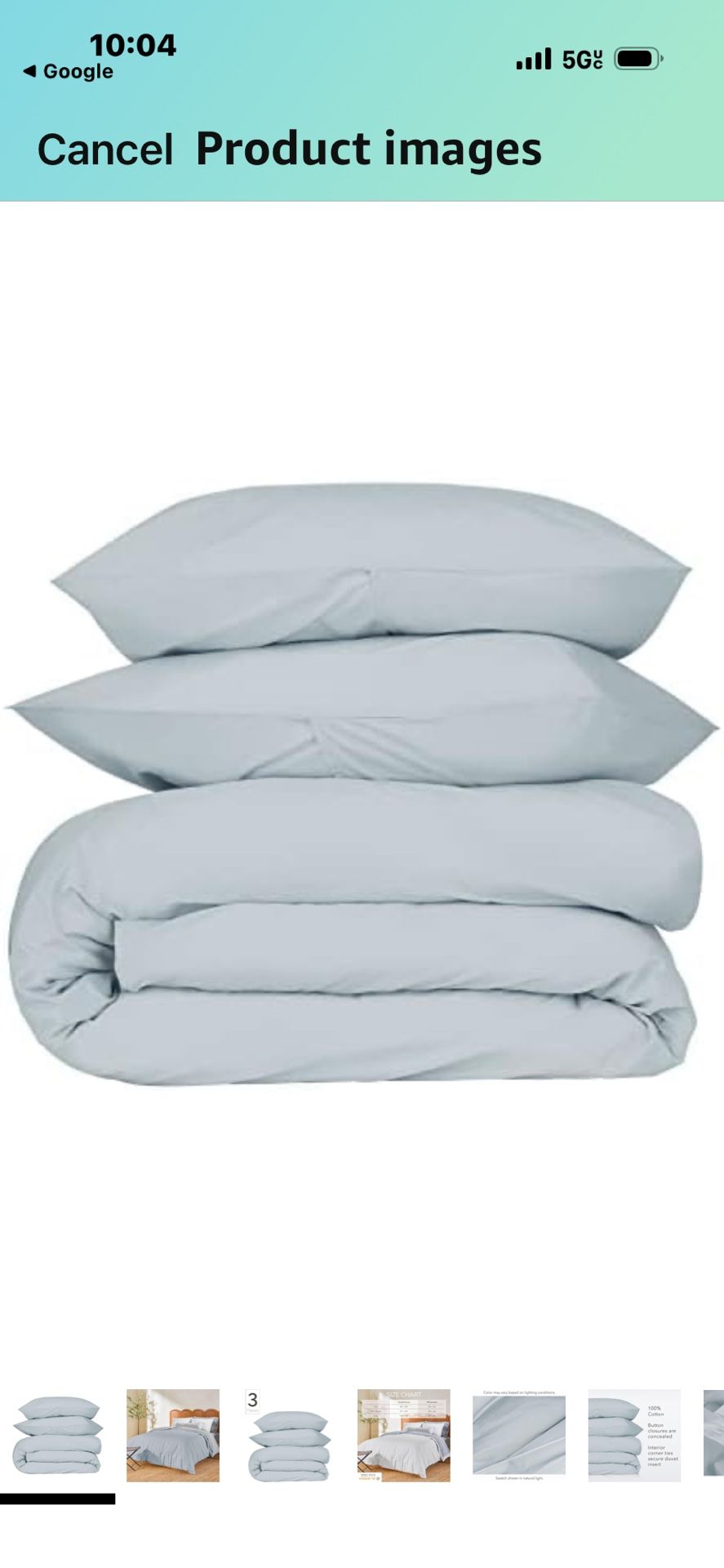 Nate Home Cotton Percale Duvet Cover 3pcs( Full/queen) Heron Light Blue Grayish