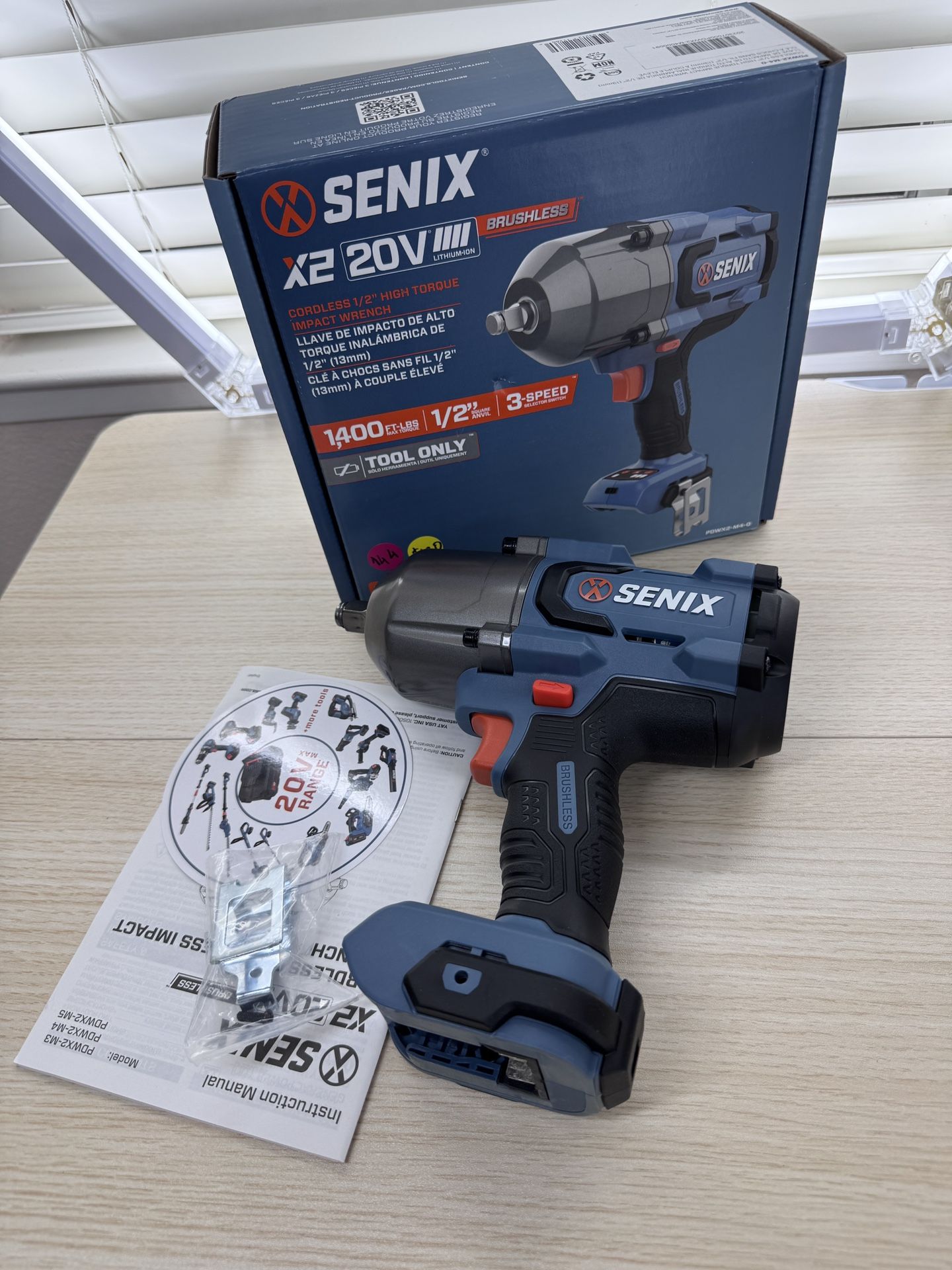 Brand New SENIX X2 20V Max* 1/2-Inch Cordless Impact Wrench, 1800 RPM, 3-Speed PDWX2-M4-0 SKU144-S1