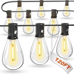 120FT LED Outdoor String Lights with 30+2 Edison Shatterproof Waterproof Bulbs