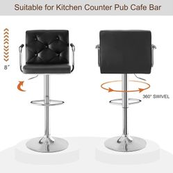 Adjustable metal barstools with a back and arms