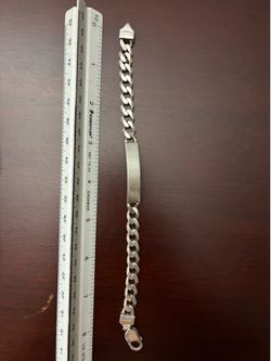 heavy solid .925 sterling silver classic ID curb chain bracelet