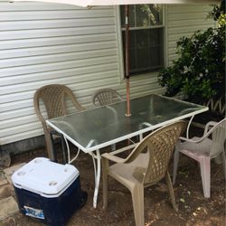 Table And Chairs Plastic Glass Top  Table