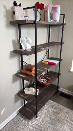 5-Tier Industrial Bookshelf with Metal Frame
