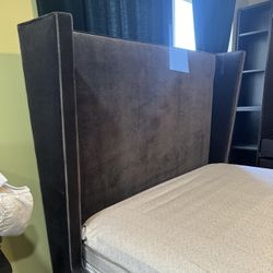 Queen Velvet Bed Frame & Mattress 